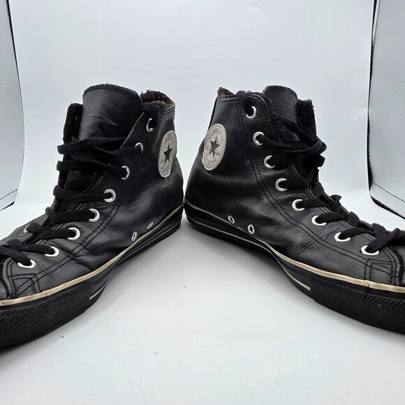Converse All Star Leather Hi Top Mens Size 11 Black Casual Sneakers Athletic - Picture 2 of 15
